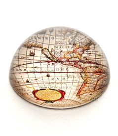 Vintage World Map Crystal Dome Paperweight