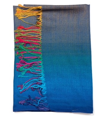 Multi-color  Fringed Edge Wrap Scarf