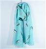 Owl Print Scarf in Turquoise