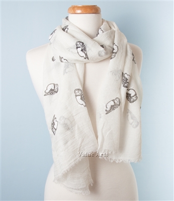 Owl Scarf White Pearl