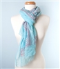 Elephant and Floral Scarf Teal Blue