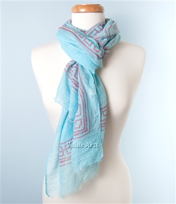 Elephant and Floral Scarf Teal Blue