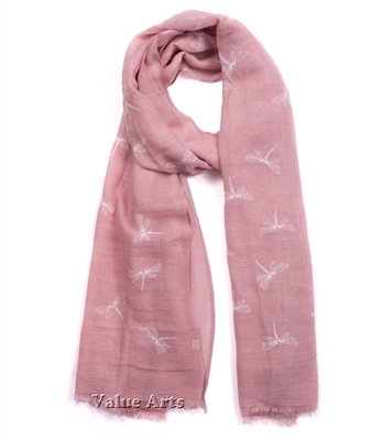 Dragonfly Scarf in Pink