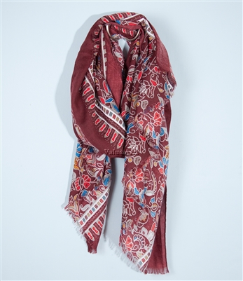 Floral Print Scarf Burgundy