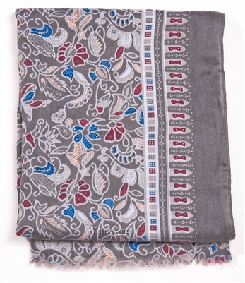 Floral Print Scarf Gray