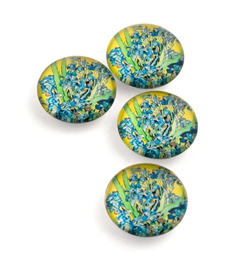 Irises Set Of 4 Crystal Glass Magnet