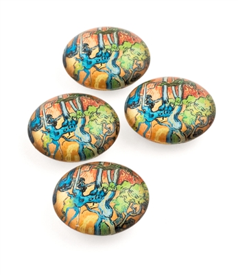 Tree Roots Set of 4 Crystal Glass Magnet