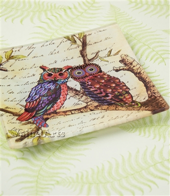 Owl on Branch Square Decorative Dish