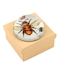 Vintage Bee with Crown Crystal Dome Paperweight