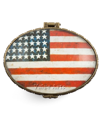 Vintage American Flag Oval Keepsake Box