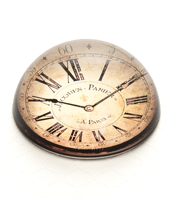 Vintage Clock Crystal Dome Paperweight