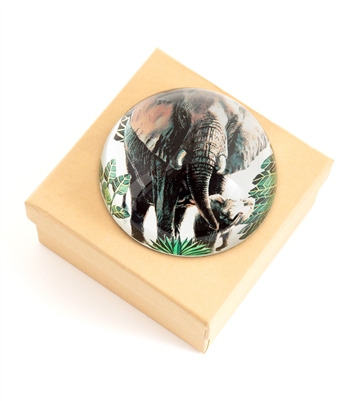 Elephant Crystal Dome Paperweight