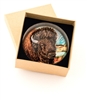 Bison Crystal Glass Dome Paperweight