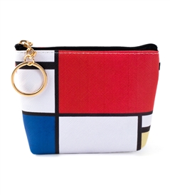 Composition in red yellow blue and black Key Ring Coin Purse