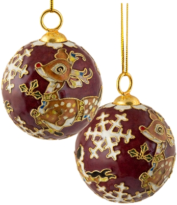 Cloisonne Reindeer Ball Ornament