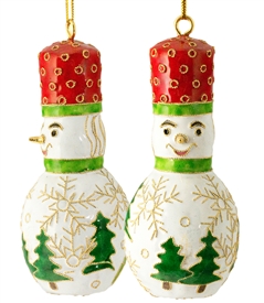 Cloisonne Snowmen Ornament