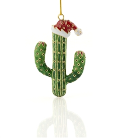 Cloisonne Santa Cactus  Ornament
