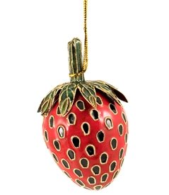 Cloisonne Strawberry  Ornament