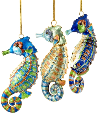 Cloisonne Articulate Large Seahorse Ornament