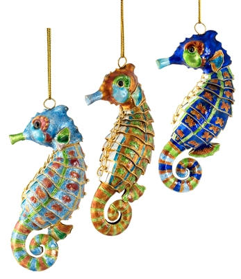 Cloisonne Articulate Large Seahorse Ornament