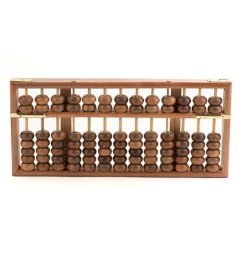 Vintage wooden chinese abacus with brass accents