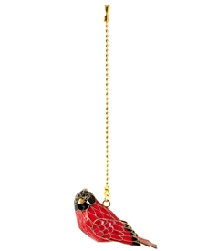 Cloisonne Red Cardinal Fan Pull Chain