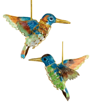 Cloisonne Articulate Hummingbird Ornament
