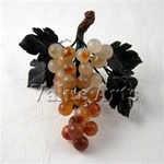 Hand Carved Carnelian Grape with Jade Leaves
