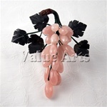Nature Rose-quartz Grape with Green Jade Leaves