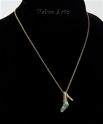 Yellow Gold Plating High Heel Shoe Pendant Necklace