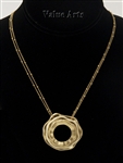 Yellow Gold Plating Circle Pendant Necklace