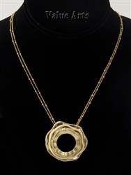 Yellow Gold Plating Circle Pendant Necklace