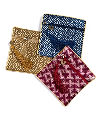 Silk Brocade Greek Key Small Purse