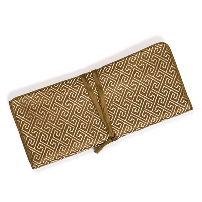 Silk Brocade Greek Key Jewelry Roll