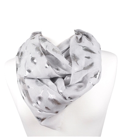 Metallic Silver Feather Scarf