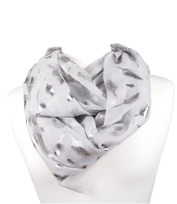 Metallic Silver Feather Scarf