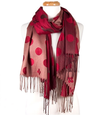 Polka Dot and Flower Reversible Wrap Scarf