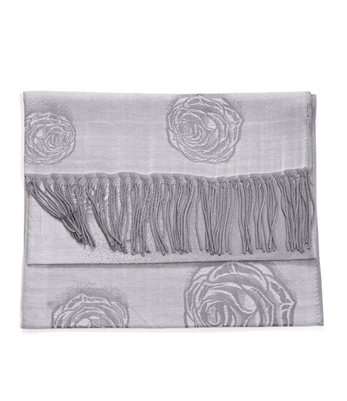 Silver Rose Flower Reversible Scarf