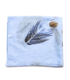 Blue Feather Scarf with Silver Metallic