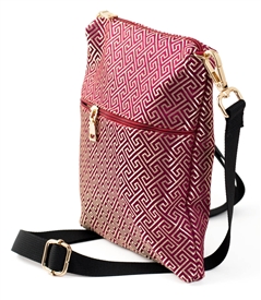 Silk Brocade Greek Key Crossbody Bag