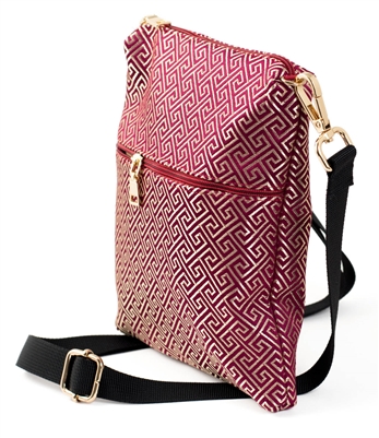 Silk Brocade Greek Key Crossbody Bag