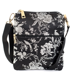 Silk Brocade Floral Crossbody Bag