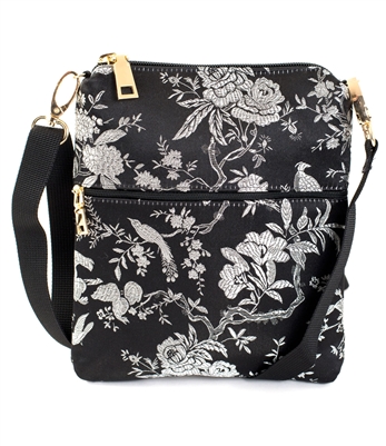 Silk Brocade Floral Crossbody Bag