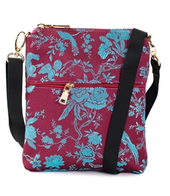 Silk Brocade Floral Crossbody Bag