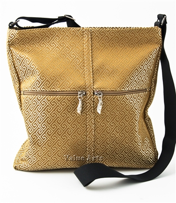 Silk Brocade Greek Key Large Crossbody Bag