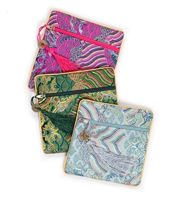 Oriental High End Silk Damask Square Pouch