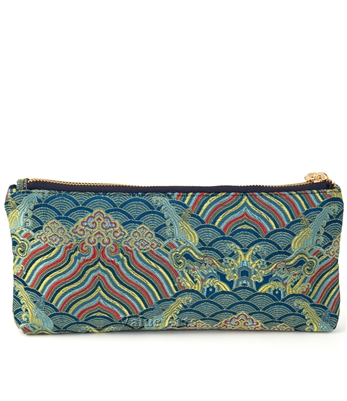 Oriental High End Silk Damask Zip Pouch