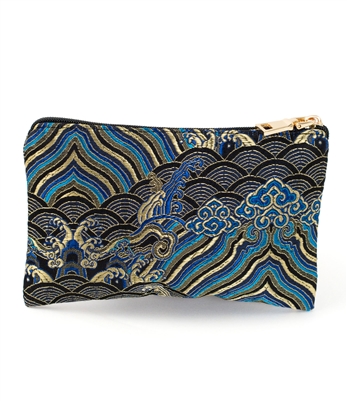 Oriental High End Silk Damask Black Pouch