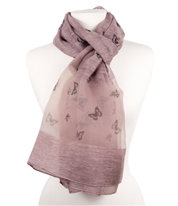 Silk Butterfly Scarf in Vintage Rose Color