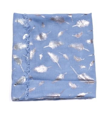 Silver Feather Scarf / Metallic